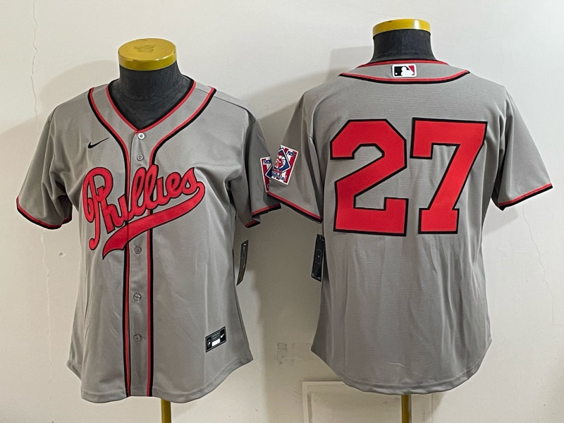 Women 2026 Philadelphia Phillies #27 grey Game Nike MLB Jersey 083000